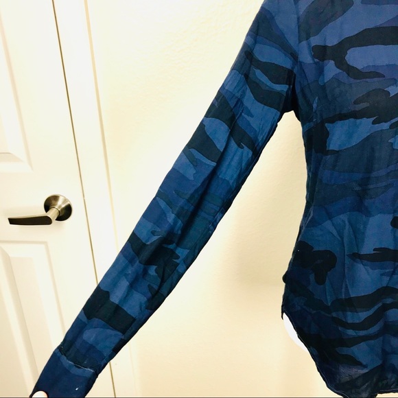 Splendid Camo Print Navy Button Down Shirt - Picture 5 of 11
